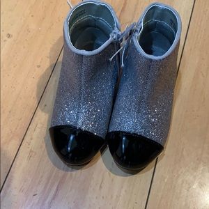Silver and black booties